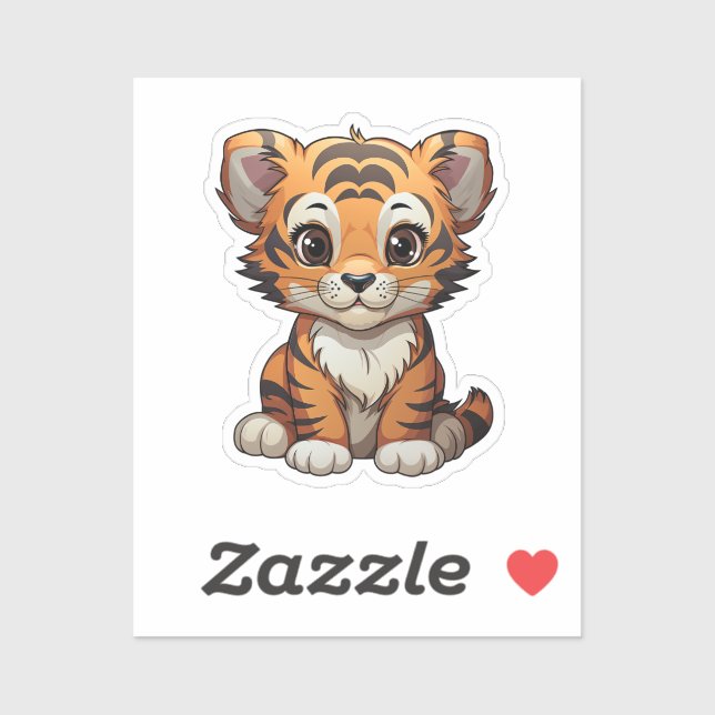 Sticker Illustration de tigre de dessin (Feuille)