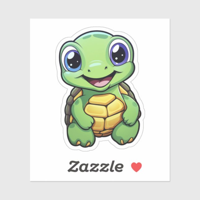 Sticker Illustration de tortue caricaturale (Feuille)