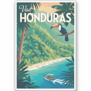 Sticker Illustration de Toucan du Honduras Art de Voyage V