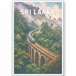 Sticker Illustration de train au Sri Lanka Art de voyage v