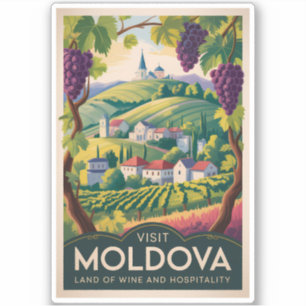 Sticker Illustration de vignoble de Moldavie Art de voyage