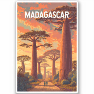 Sticker Illustration de voyage artistique vintage de Madag