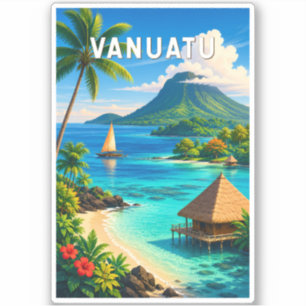 Sticker Illustration de voyage artistique vintage du Vanua