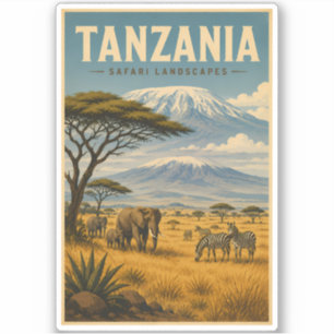 Sticker Illustration de voyage de zèbre de safari en Tanza