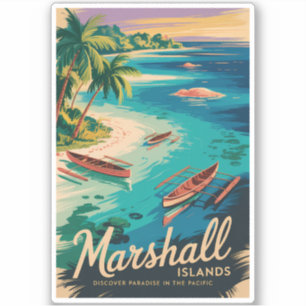 Sticker Illustration de voyage des côtes des îles Marshall