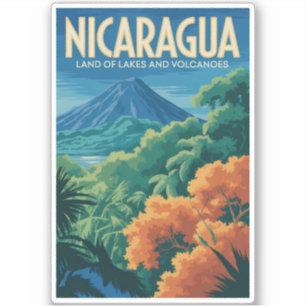 Sticker Illustration de voyage du volcan du Nicaragua Art 