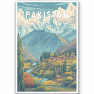 Sticker Illustration de voyage vintage au Pakistan