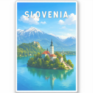 Sticker Illustration de voyage vintage sur la Slovénie