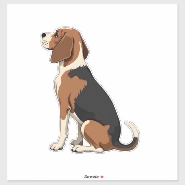 Sticker Illustration de vue arrière de chien Beagle vintag (Feuille)