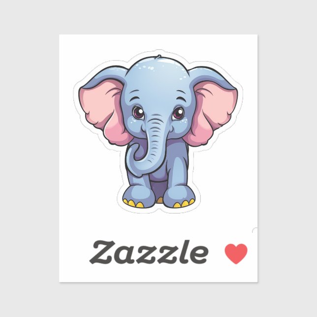 Sticker Illustration d'éléphant de dessin animé (Feuille)