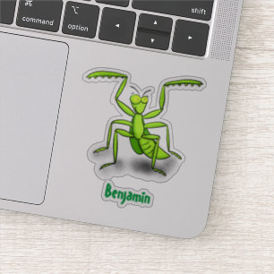 Sticker Illustration drôle de mante verte en prière
