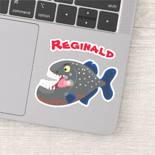 Sticker Illustration drôle de piranha affamée