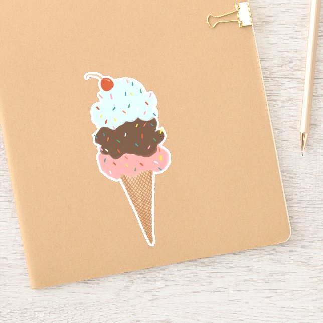 Sticker Illustration du cerisier de crème glacée triple Sc (Carnet)