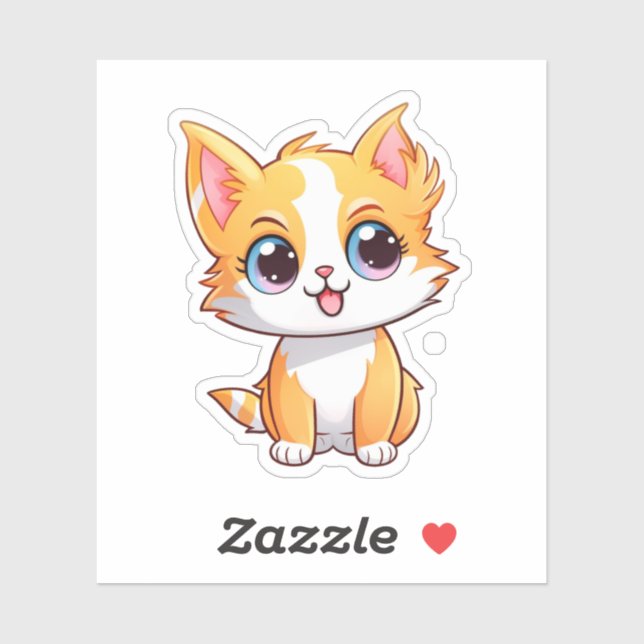 Sticker Illustration du chat de dessin (Feuille)