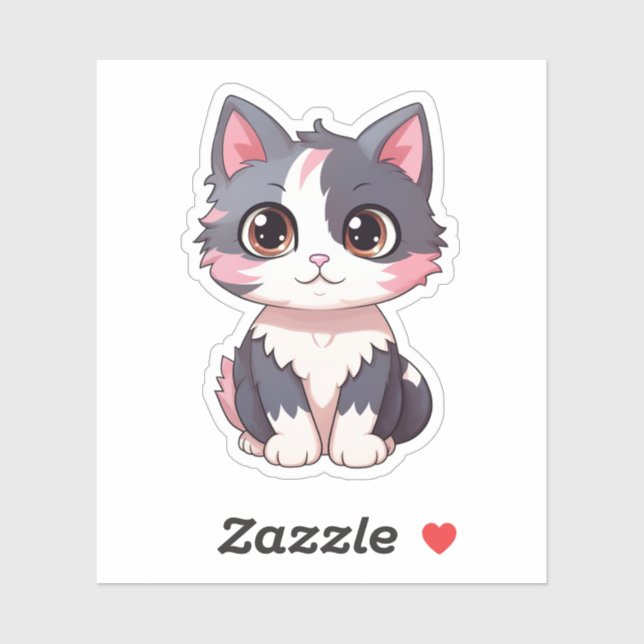 Sticker Illustration du chat de dessin (Feuille)