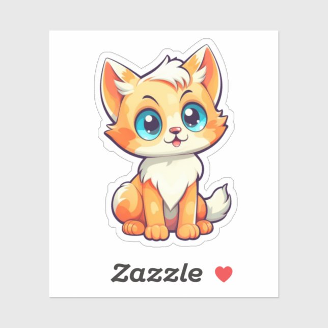 Sticker Illustration du chat de dessin (Feuille)