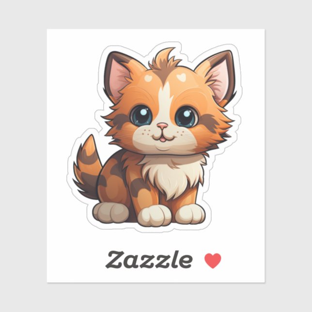 Sticker Illustration du chat de dessin (Feuille)