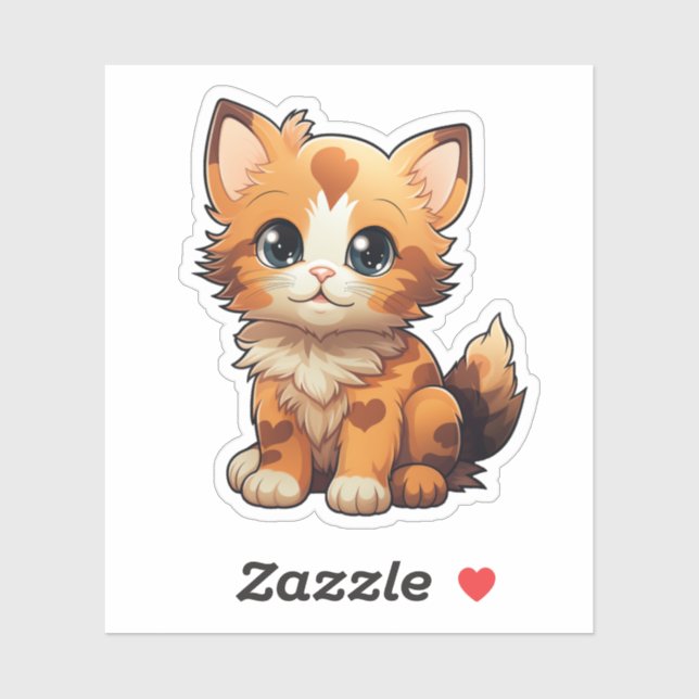 Sticker Illustration du chat de dessin (Feuille)