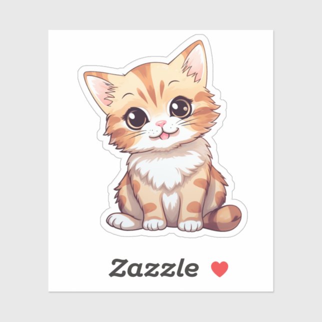 Sticker Illustration du chat de dessin (Feuille)