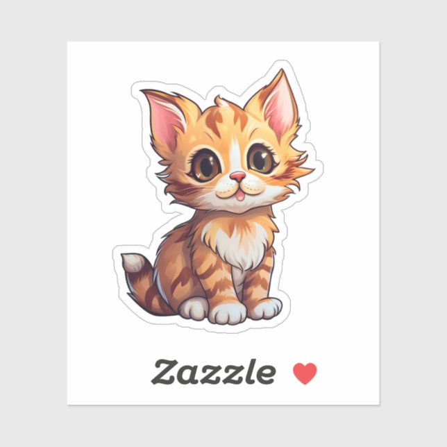 Sticker Illustration du chat de dessin (Feuille)
