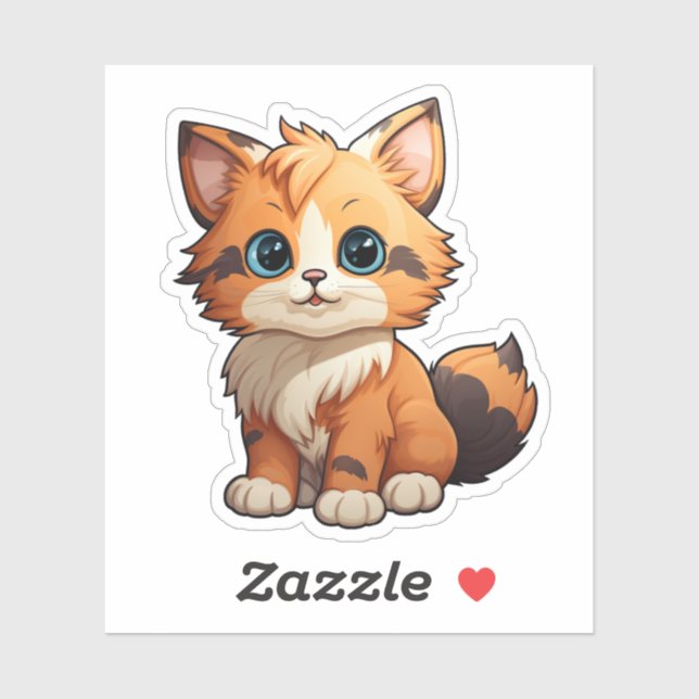 Sticker Illustration du chat de dessin (Feuille)
