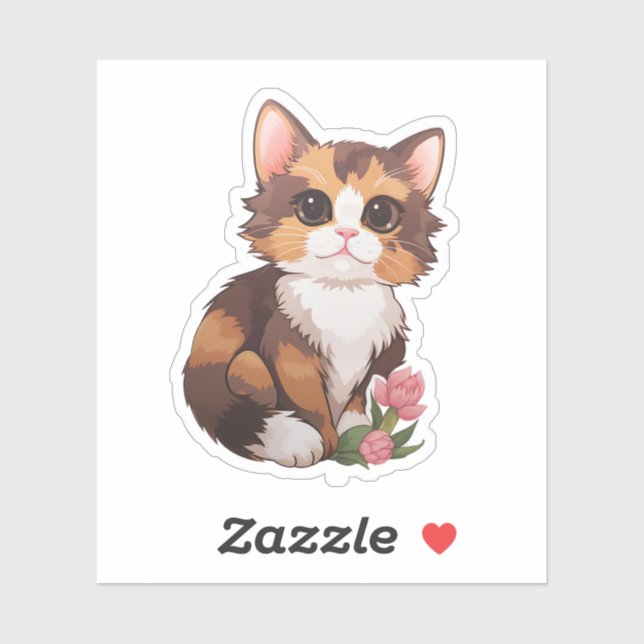 Sticker Illustration du chat de dessin (Feuille)