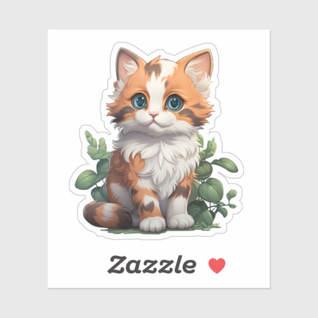 Sticker Illustration du chat de dessin (Feuille)