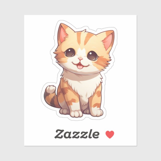 Sticker Illustration du chat de dessin (Feuille)