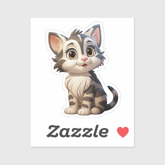 Sticker Illustration du chat de dessin (Feuille)