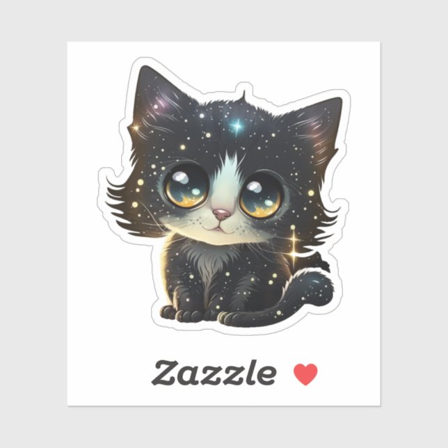 Sticker Illustration du chat de dessin (Feuille)