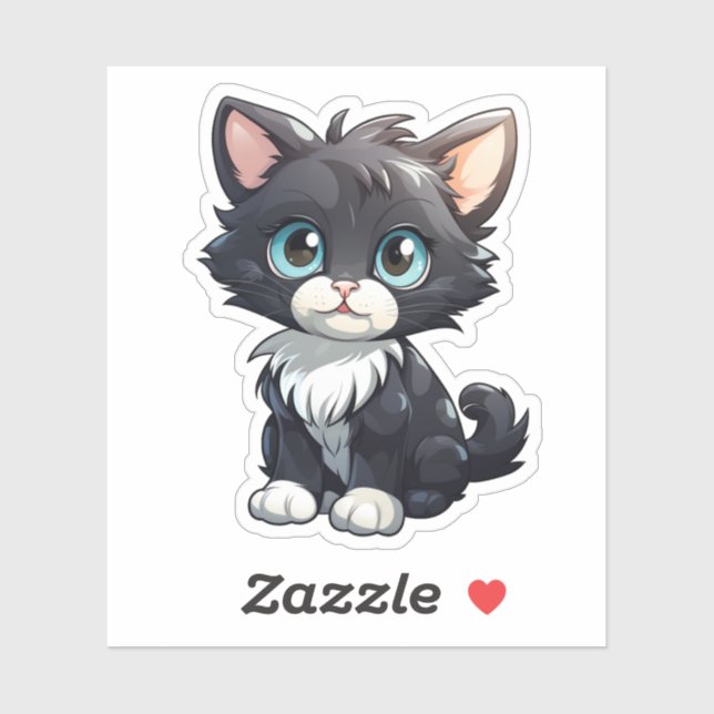 Sticker Illustration du chat de dessin (Feuille)