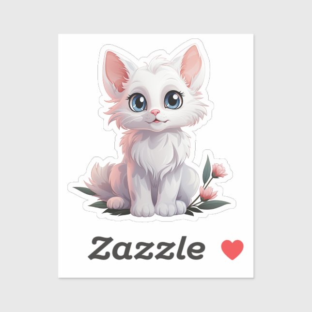 Sticker Illustration du chat de dessin (Feuille)
