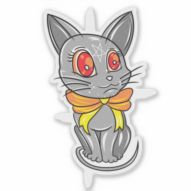 Sticker Illustration du chat Kitty Posing Trippy (Devant)