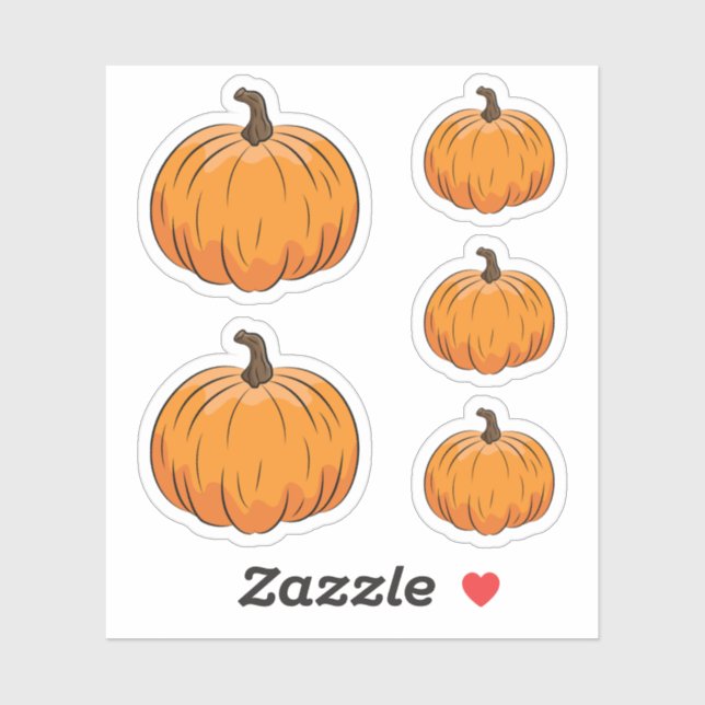 Sticker Illustration du Citrouille de dessin animé orange (Feuille)