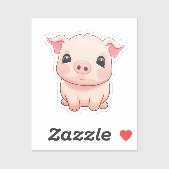 Sticker Illustration du cochon de dessin (Feuille)