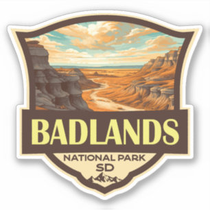 Sticker Illustration du parc national Badlands Retro