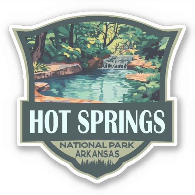Sticker Illustration du parc national Hot Springs Insigne  (Devant)