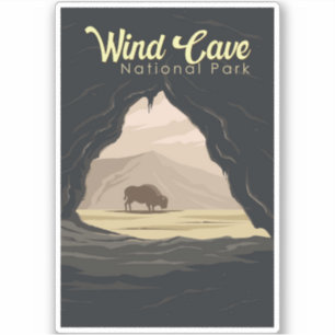 Sticker Illustration du parc national Wind Cave Travel Art