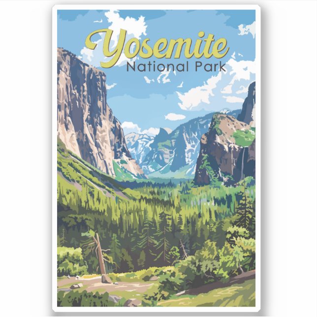 Sticker Illustration du parc national Yosemite Art de voya (Devant)