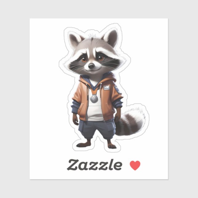 Sticker Illustration du raton laveur cool et adorable (Feuille)