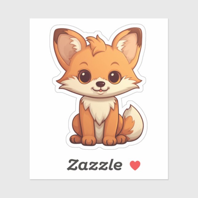 Sticker Illustration du renard de dessin (Feuille)