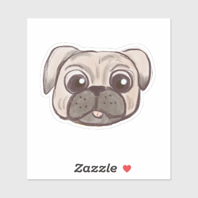 Sticker Illustration du visage adorable du carlin (Feuille)