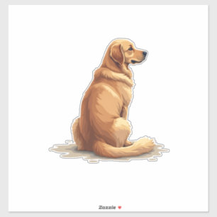 Sticker Illustration d'un Golden Retriever vu de dos pour 