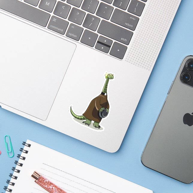 Sticker Illustration D'Un Plateosaure Habillé Comme Prêtre (Ordinateur portable avec iPhone)