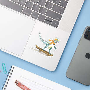 Sticker Illustration D'Un Raptor Skateboard.