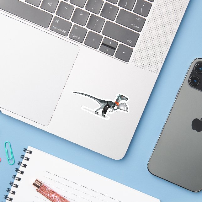 Sticker Illustration D'Un Serveur De Restauration Raptor. (Ordinateur portable avec iPhone)