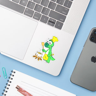 Sticker Illustration D'Une Cuisine De Parasaurolophus Dino