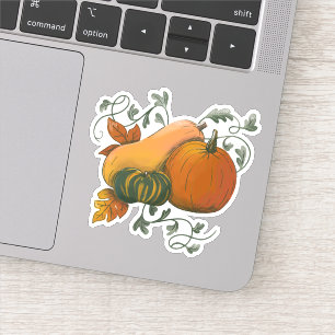 Sticker Illustration d'une gourde Citrouille de récolte d