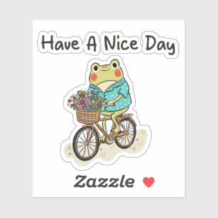 Sticker Illustration d'une grenouille fantaisiste à vélo