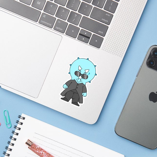 Sticker Illustration D'Une Matrice Tricératops. (Ordinateur portable avec iPhone)